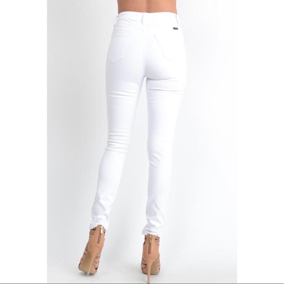 KanCan High Rise White Distressed Denim - Picture 6 of 7